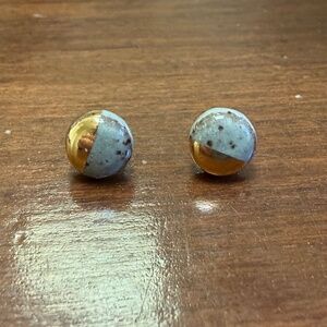 Gold and Gray Stud Earrings